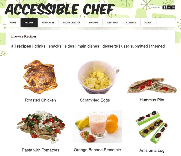 Accessible chef visual recipes