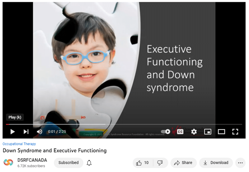 Down syndrome and executive functioning video from DSRF